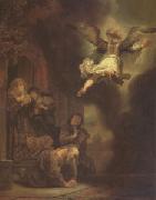 REMBRANDT Harmenszoon van Rijn The Archangel Leaving the Family of Tobias (mk05) oil painting
